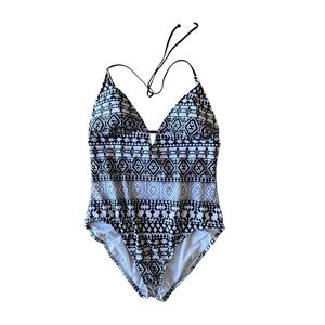 Mossimo  Women's Black Geometric One-Piece Swimsuit Size XL